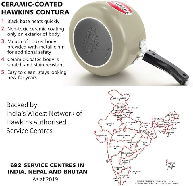 Hawkins Ceramic CAG30 Pressure Cooker, 3 L, Apple Green